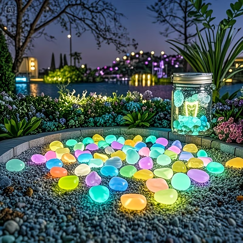 Aquarium Planted Aquarium - 300PCS Luminous Pebble Set,0.9-1.5cm Resin Glow
