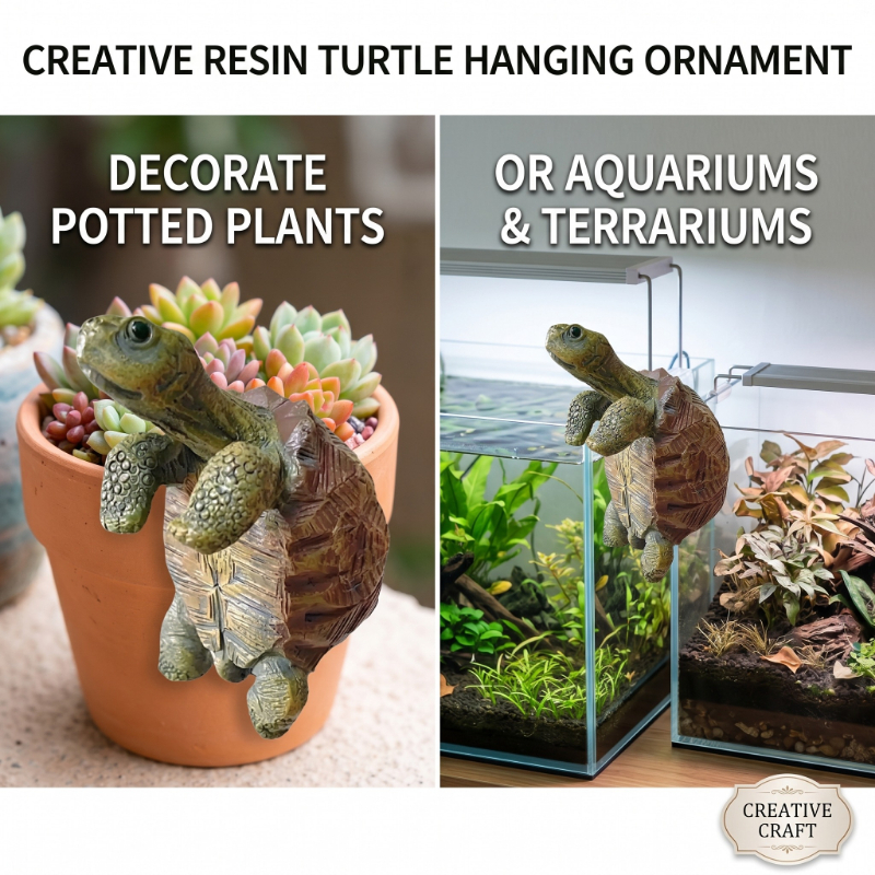 Aquarium Planted Aquarium - Fishing Turtle Hanging Turtle Figurine for
