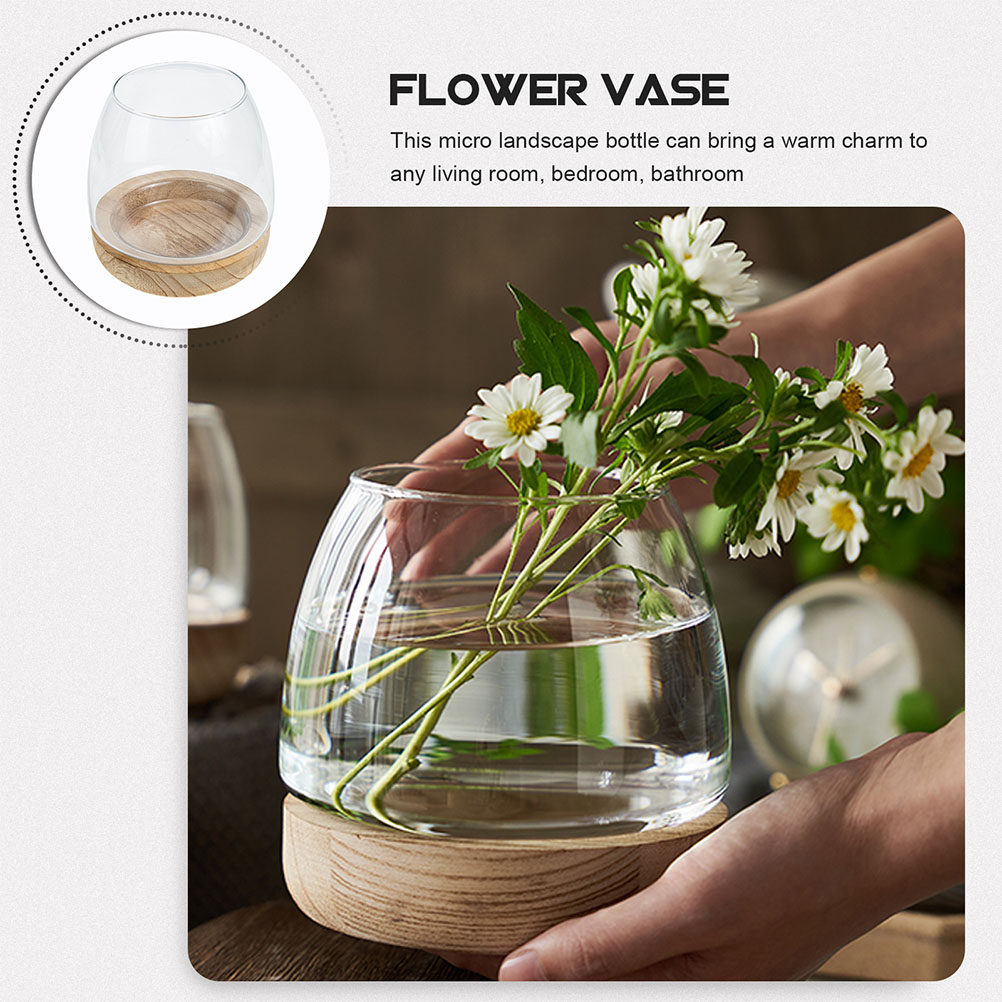 1Set Wooden Base Glass Hydropo - Aquarium Planted Aquarium のレビューと価格
